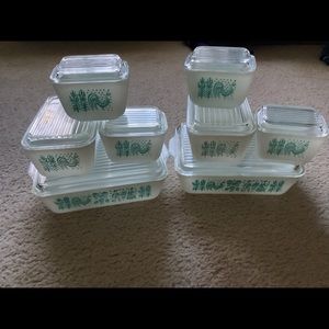 VINTAGE PYREX DISHES TURQUOISE ROOSTER